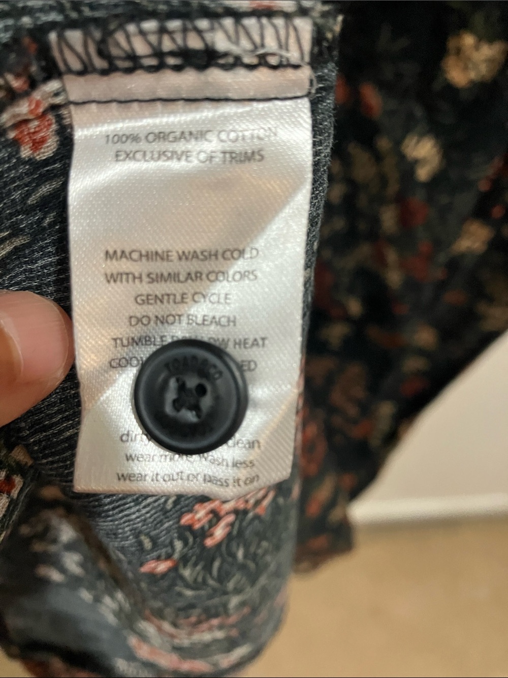 Toad &Co Manzana Button Up Organic Cotton Black Floral Midi Dress Size M - Picture 6 of 11